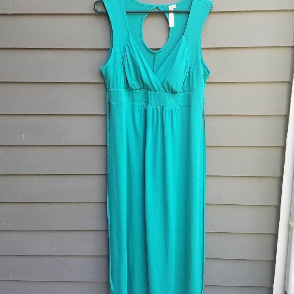 Feathers Teal Knit Empire Waist Maxi Dress size 2X